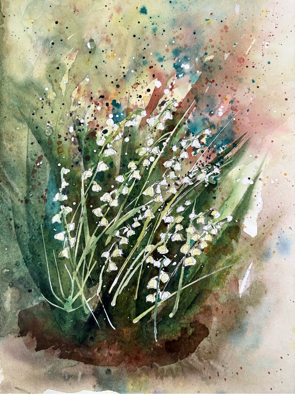 Watercolor painting “ lily of the valley”